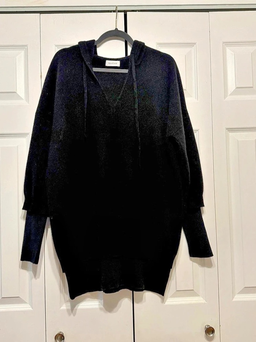NAADAM Cashmere Layered Hoodie Sweater in Black Large